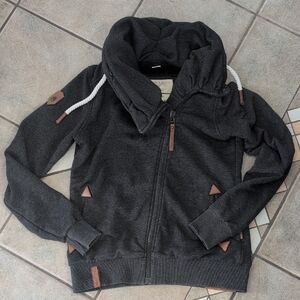 Naketano Charcoal Jacket with Chestnut Details